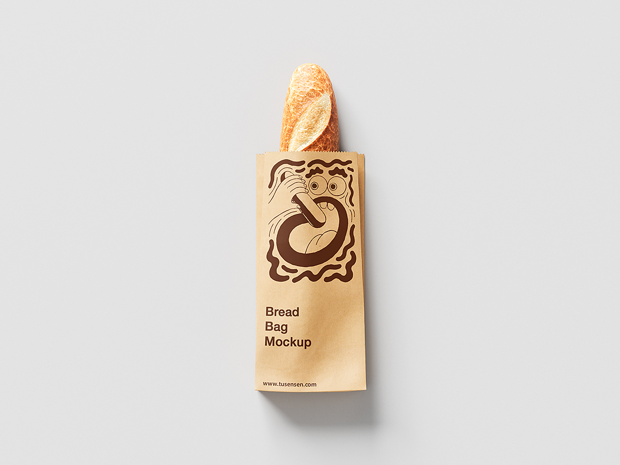长方形牛皮纸袋食品包装袋样机mockup3组插图