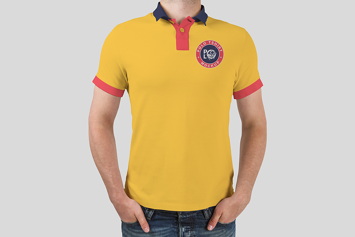 穿着 Polo 衫的男子正面形象图样机mockup插图 穿着 Polo 衫的男子正面形象图样机mockup插图