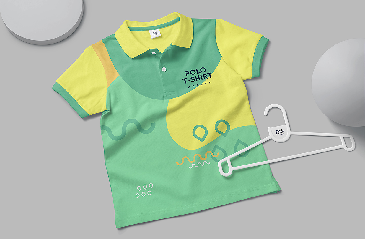 短袖马球衫polo衫服装样机mockup4组插图