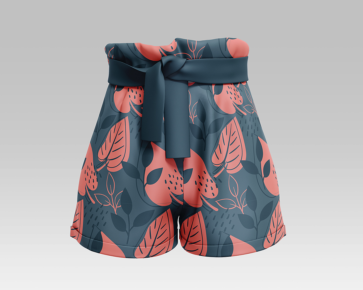 高腰印花女生短裤裤子样机mockup3组插图