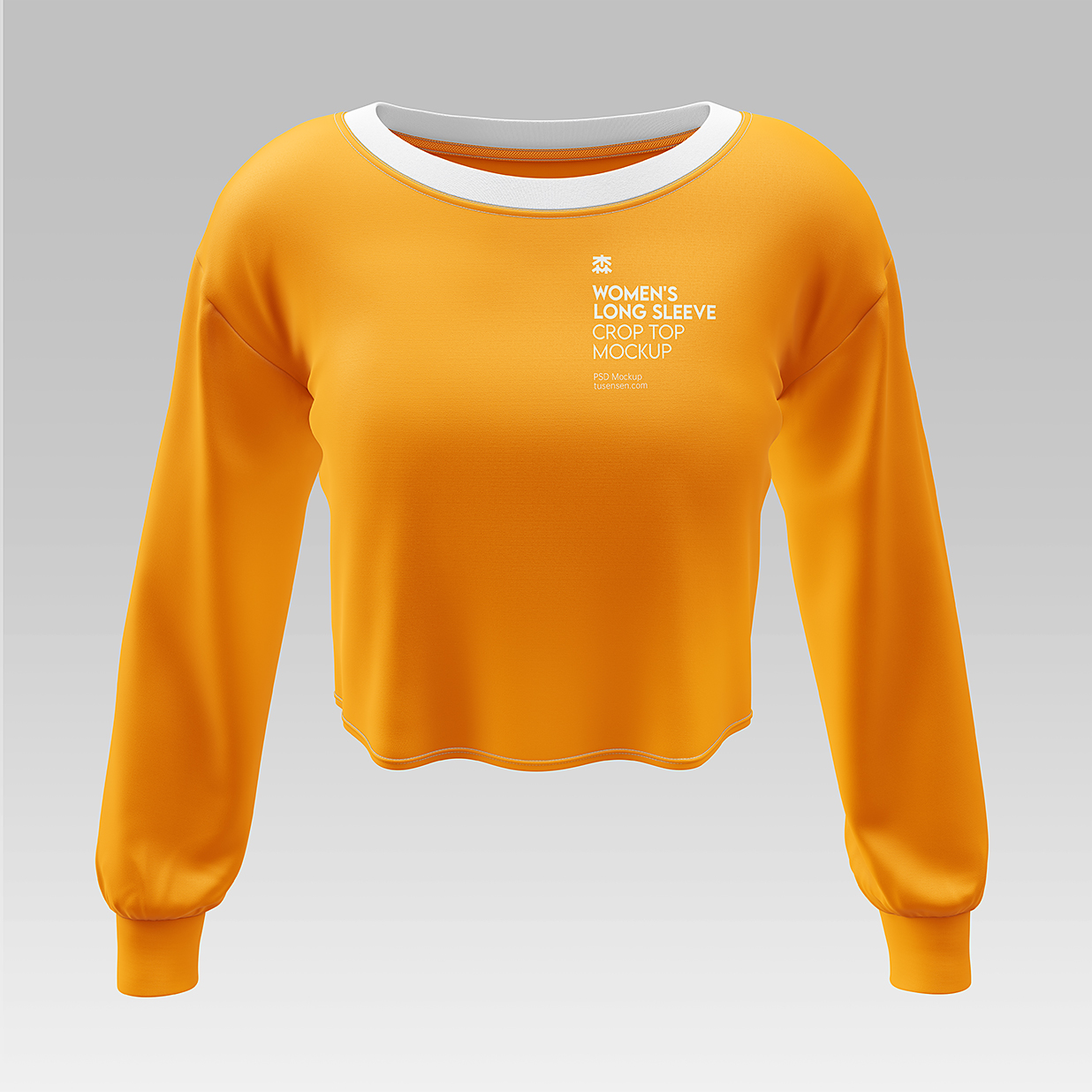 女生长袖短款上衣样机mockup3组插图