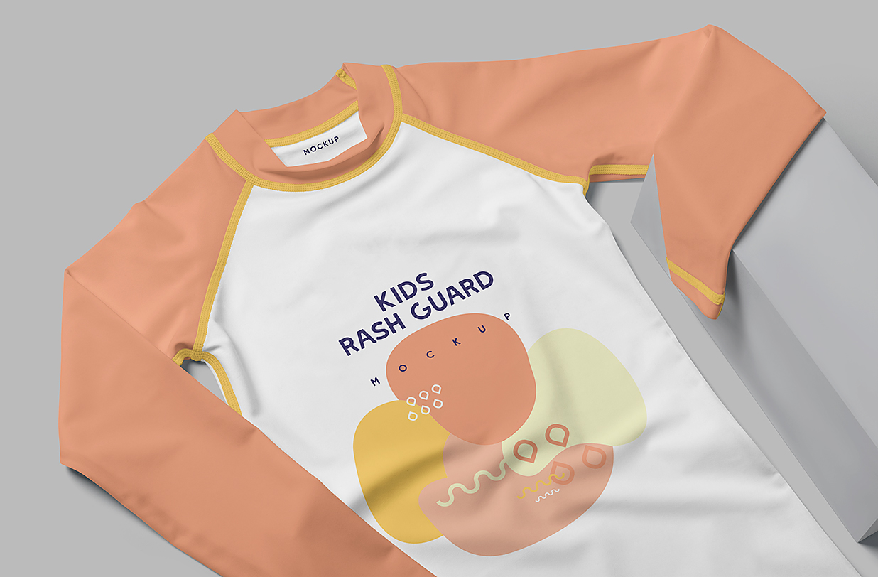 儿童长袖防晒衣泳衣样机mockup5组插图