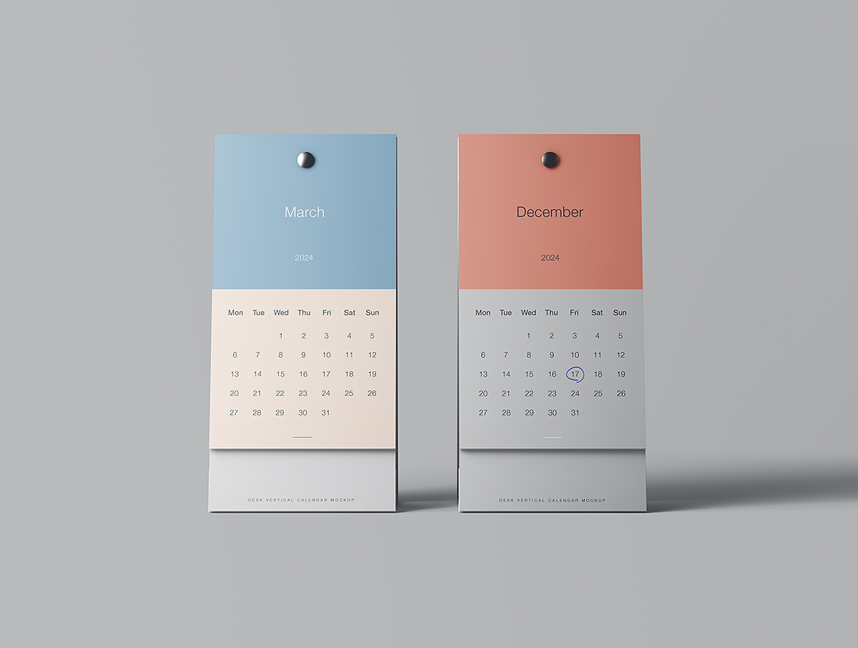 竖版A字形日历台历样机mockup7组插图1