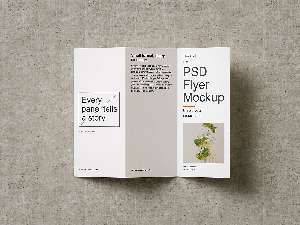 竖版折页三折页样机mockup5组插图1
