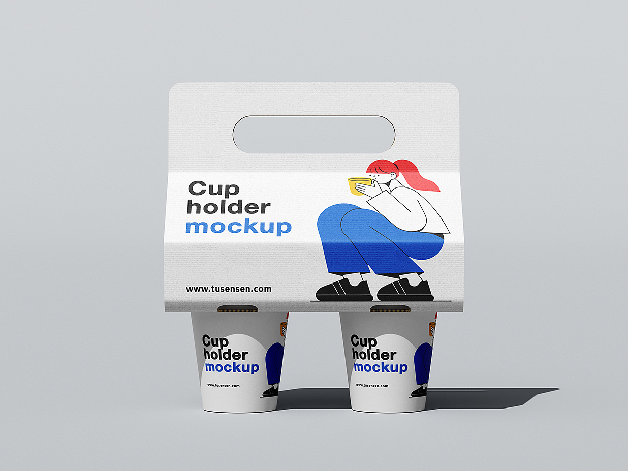 精致的手提杯托咖啡杯奶茶杯饮品杯样机mockup4组插图1