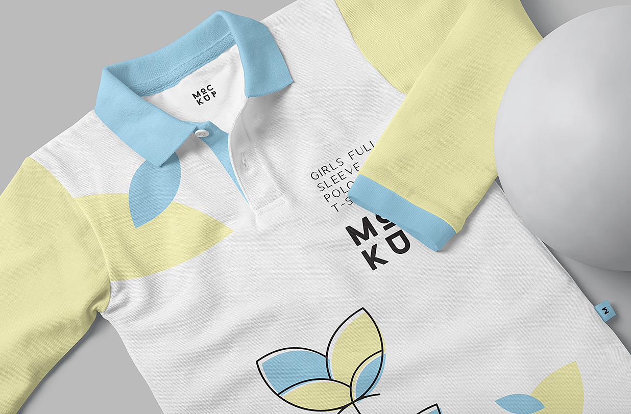 长袖马球衫polo衫服装样机mockup4组插图1