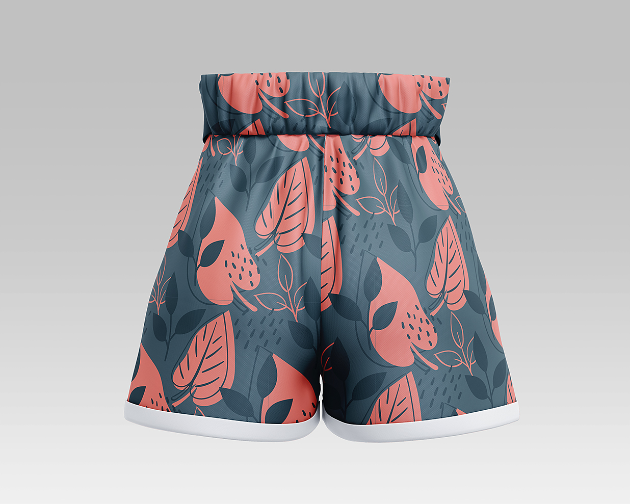 高腰印花女生短裤裤子样机mockup3组插图1