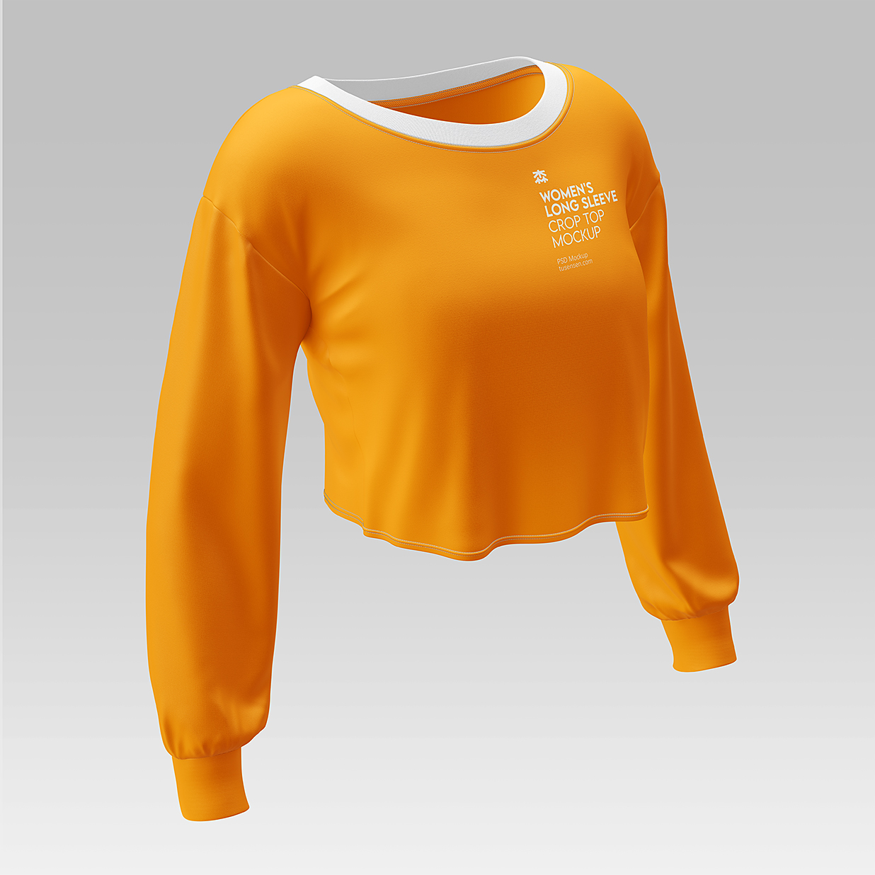 女生长袖短款上衣样机mockup3组插图1
