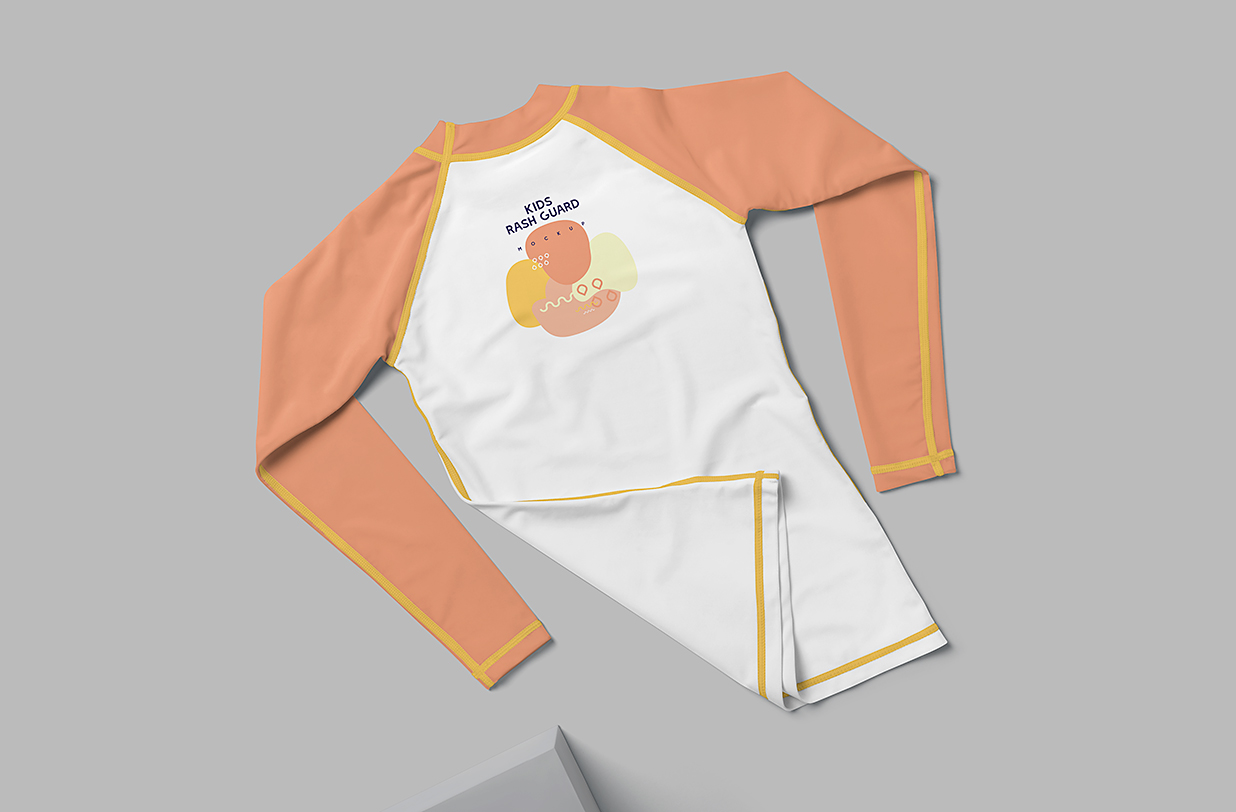 儿童长袖防晒衣泳衣样机mockup5组插图1