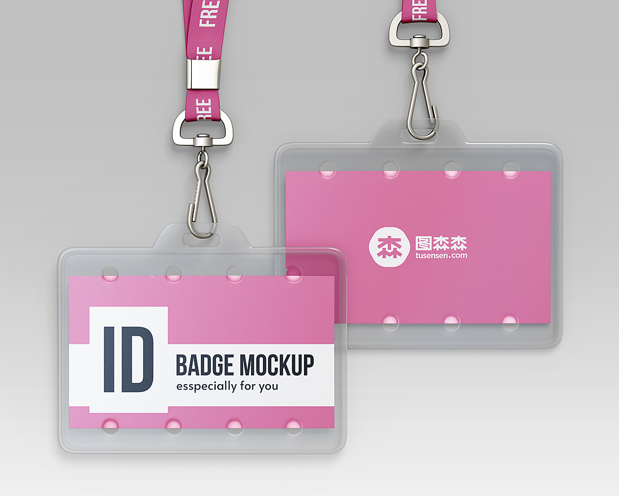 透明的横版工牌工作证胸牌样机mockup3组插图1