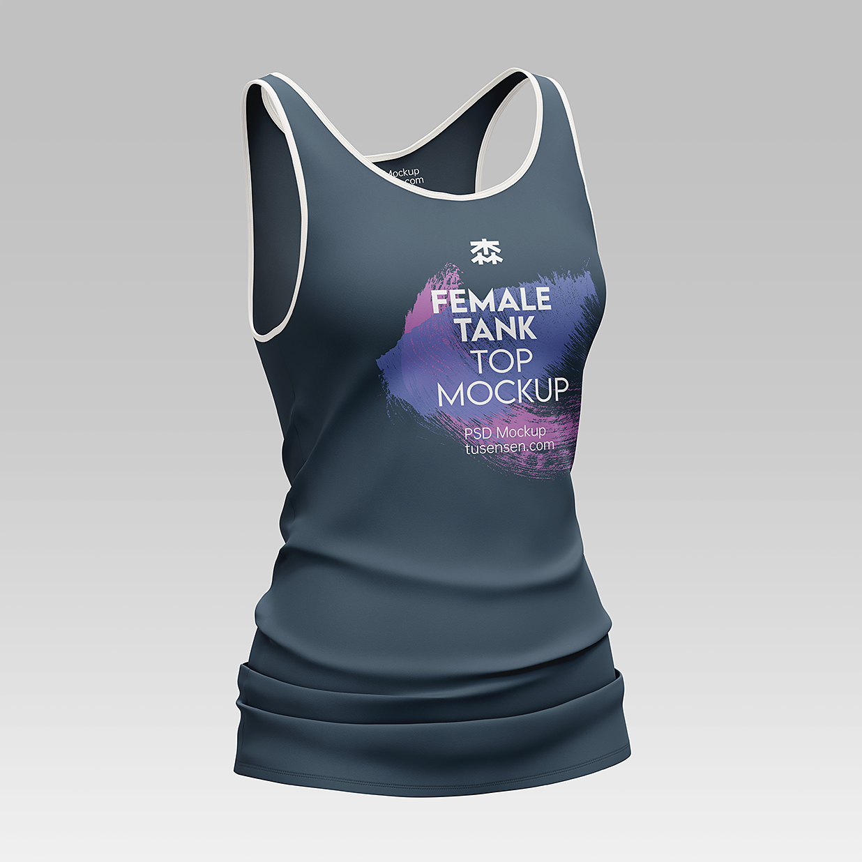 带褶皱的女生运动背心样机mockup3组插图1