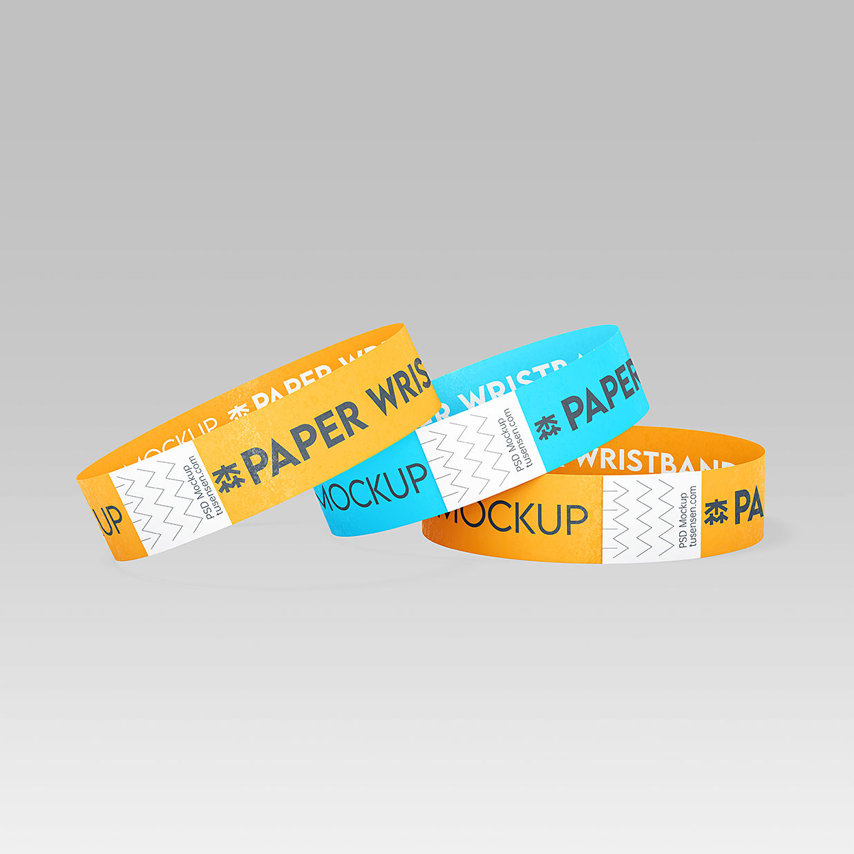 纸质活动手环腕带样机mockup3组插图1