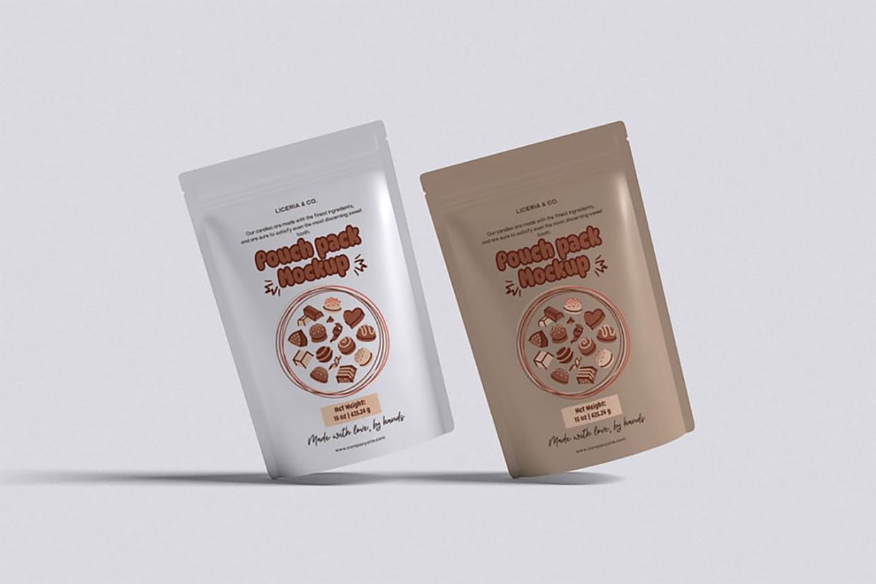 零食袋自立袋自封袋包装样机mockup4组插图1