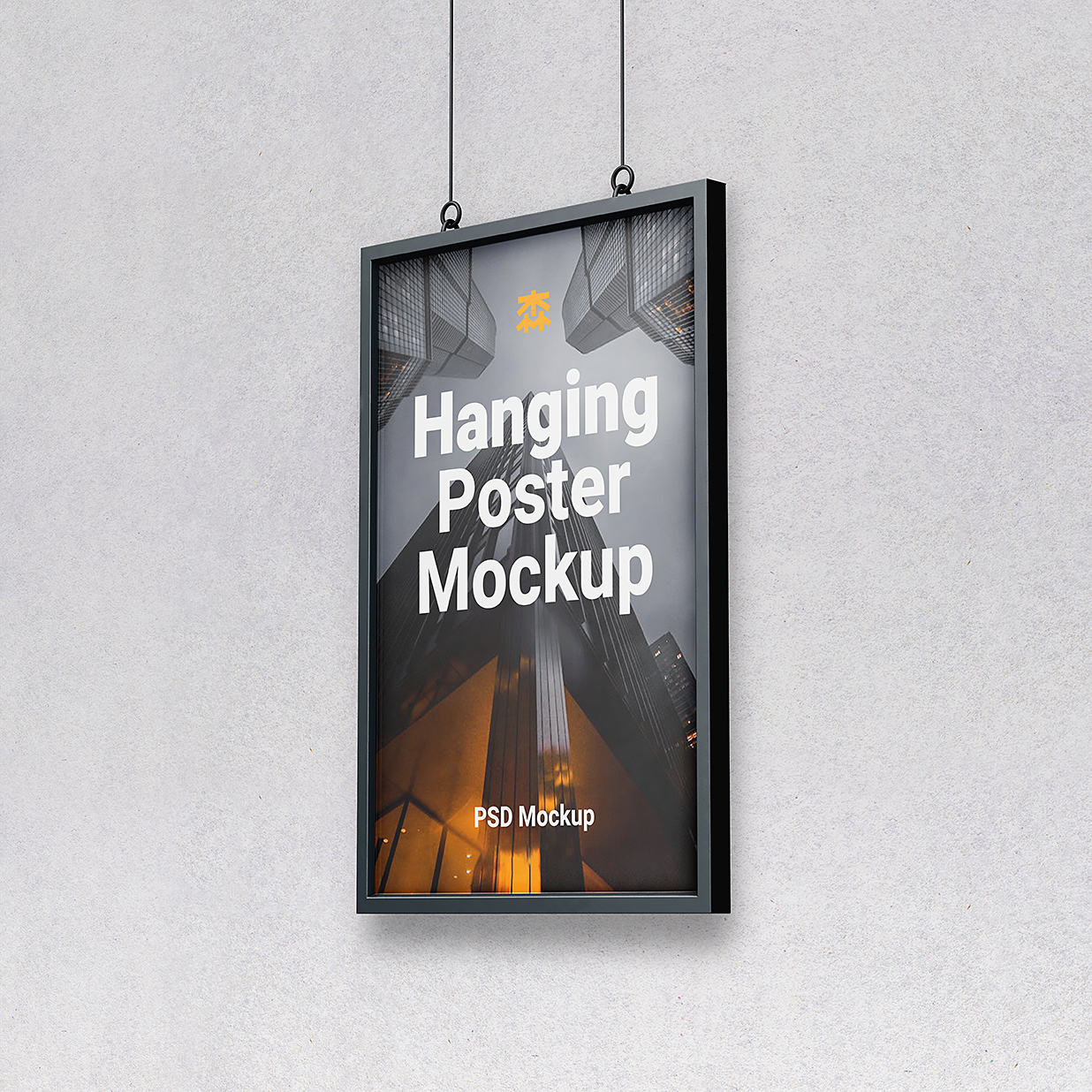 悬挂式带框架的海报样机mockup3组插图1