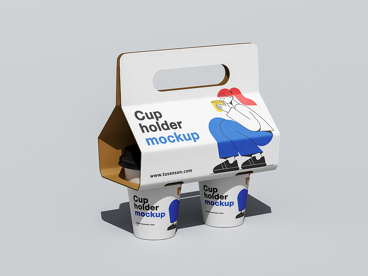 精致的手提杯托咖啡杯奶茶杯饮品杯样机mockup4组插图2