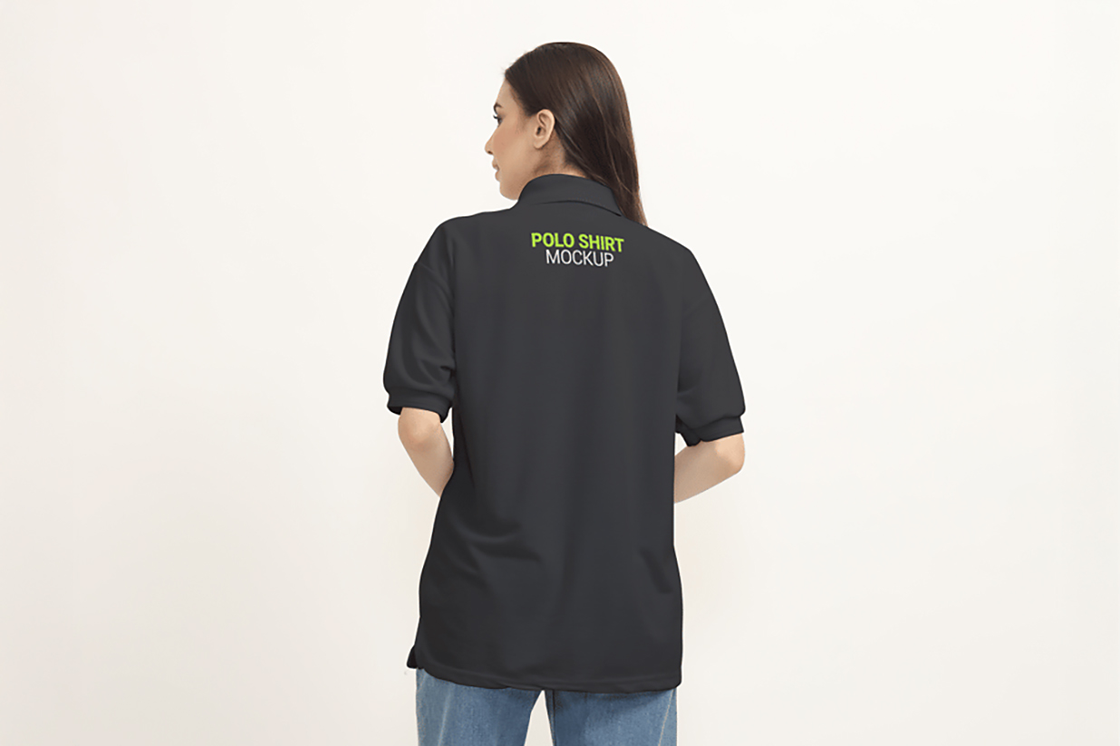 女孩穿在身上的Polo衫样机mockup3组插图2