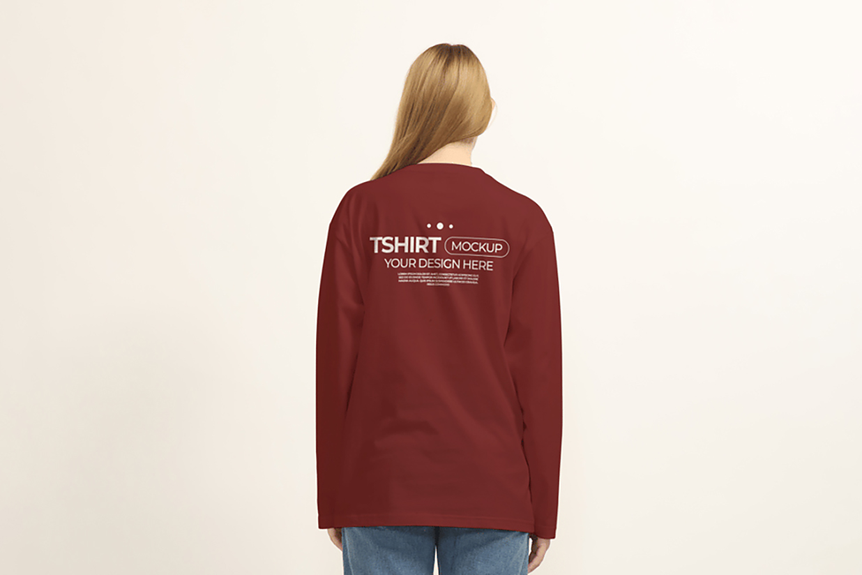 女生长袖T恤样机mockup3组插图2