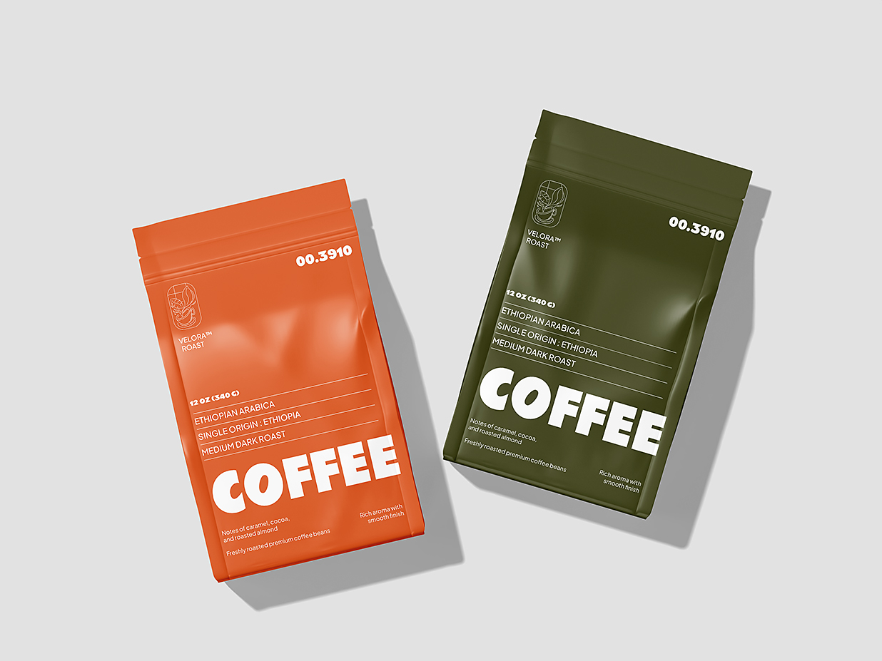 精致的咖啡袋自立袋自封袋包装样机mockup3组插图2 精致的咖啡袋自立袋自封袋包装样机mockup3组插图2