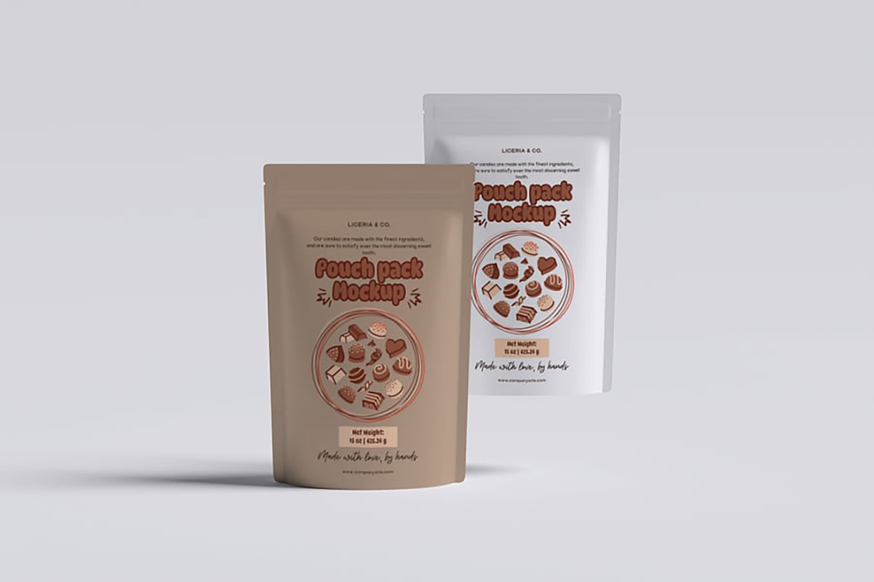零食袋自立袋自封袋包装样机mockup4组插图2