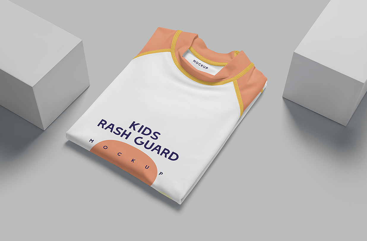 儿童长袖防晒衣泳衣样机mockup5组插图3
