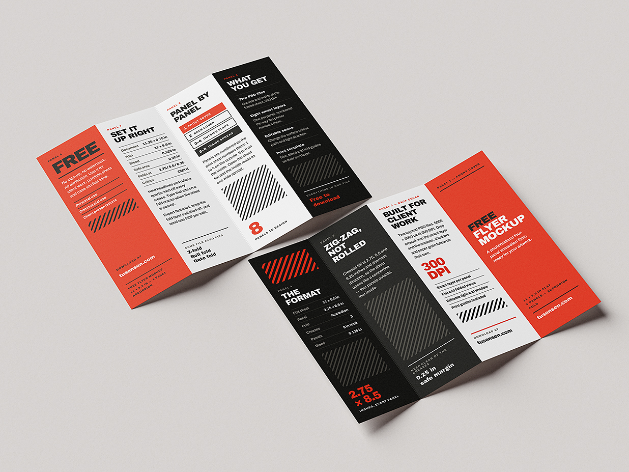 竖版折页四折页样机mockup5组插图4 竖版折页四折页样机mockup5组插图4