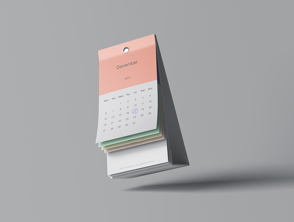 竖版A字形日历台历样机mockup7组插图4