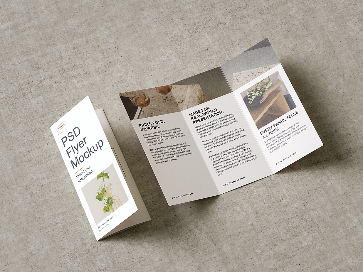 竖版折页三折页样机mockup5组插图4 竖版折页三折页样机mockup5组插图4