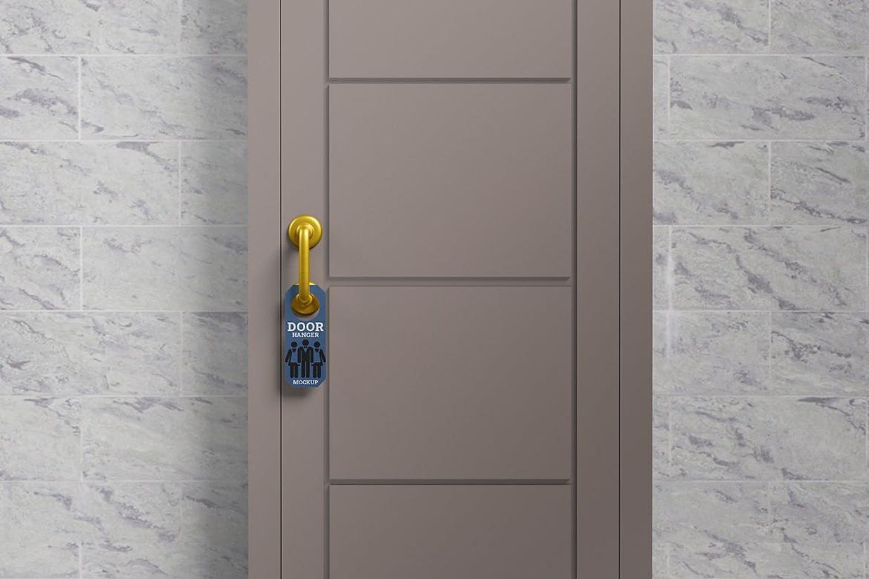 酒店民宿门把手挂牌样机mockup6组插图5