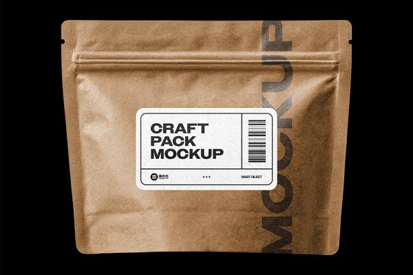 牛皮纸自立袋自封袋包装样机mockup