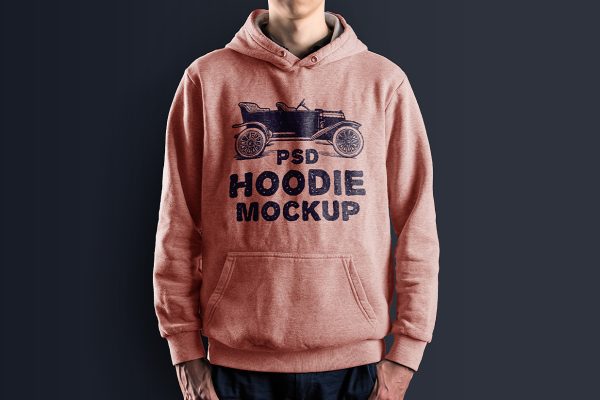 男生身穿连帽衫卫衣样机mockup