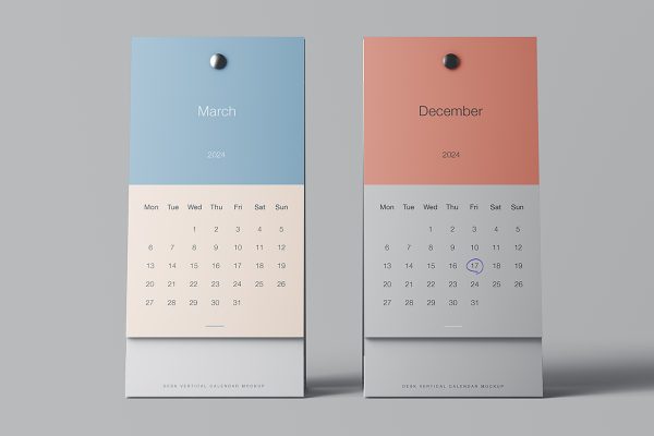 竖版A字形日历台历样机mockup7组