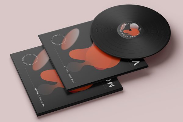 精致的黑胶唱片样机mockup