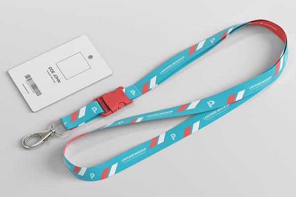 带卡片的手机工作牌挂绳样机mockup