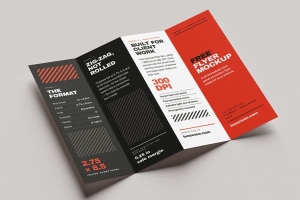 竖版折页四折页样机mockup5组