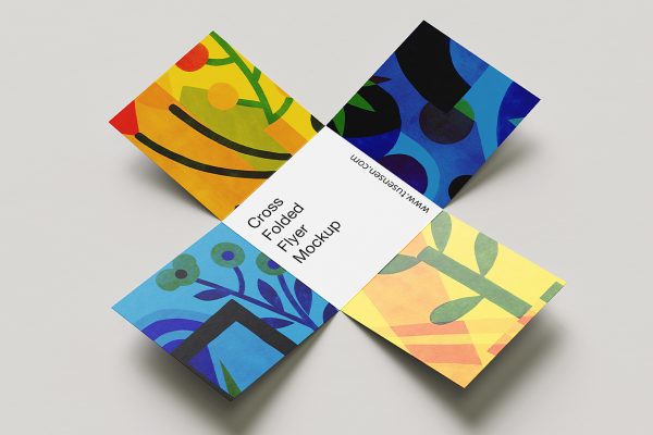 十字折叠折页传单样机mockup7组