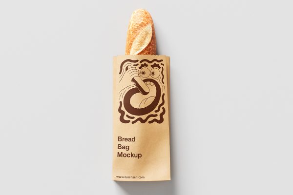 长方形牛皮纸袋食品包装袋样机mockup3组