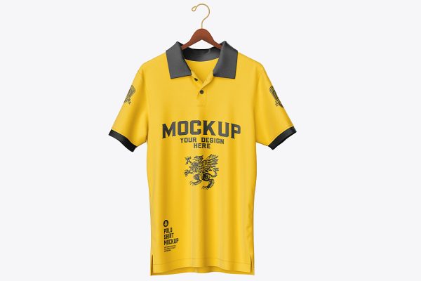 带衣架的短袖Polo衫样机mockup