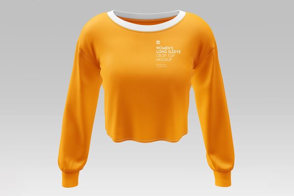 女生长袖短款上衣样机mockup3组缩略图 女生长袖短款上衣样机mockup3组