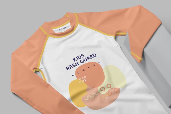 儿童长袖防晒衣泳衣样机mockup5组