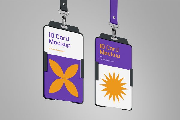 悬挂的工牌工作证胸牌样机mockup