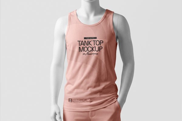 人体模特上的运动背心样机mockup