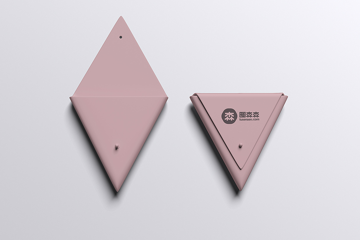 三角形折叠零钱包收纳包样机mockup4组插图