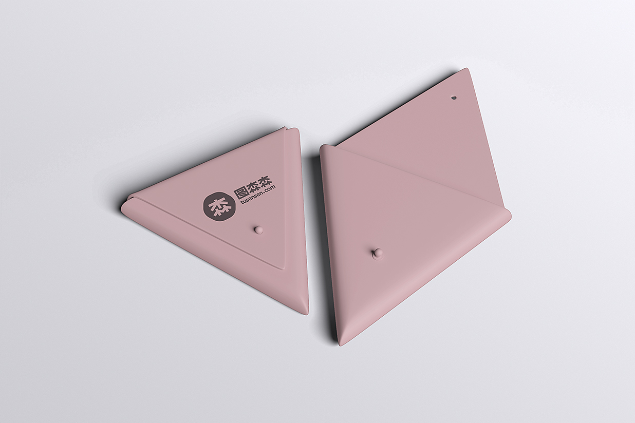 三角形折叠零钱包收纳包样机mockup4组插图1
