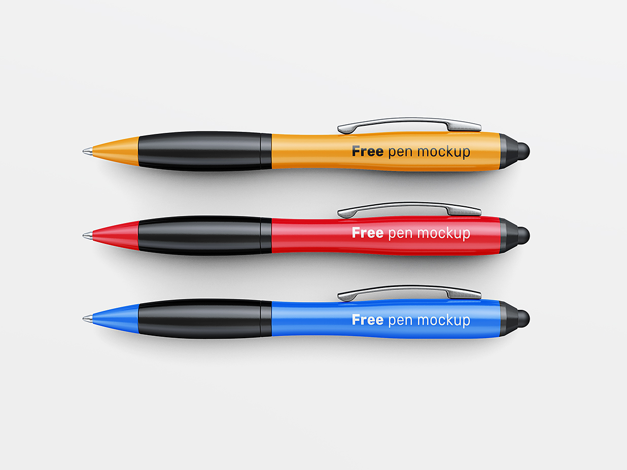 带触控头的塑料圆珠笔样机mockup4组插图3 带触控头的塑料圆珠笔样机mockup4组插图3