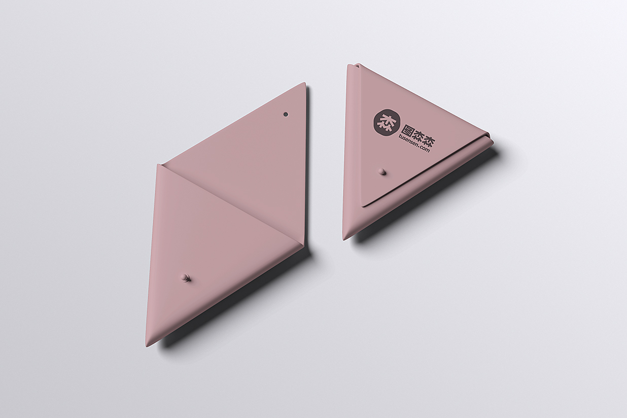 三角形折叠零钱包收纳包样机mockup4组插图3