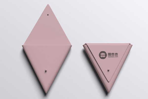 三角形折叠零钱包收纳包样机mockup4组
